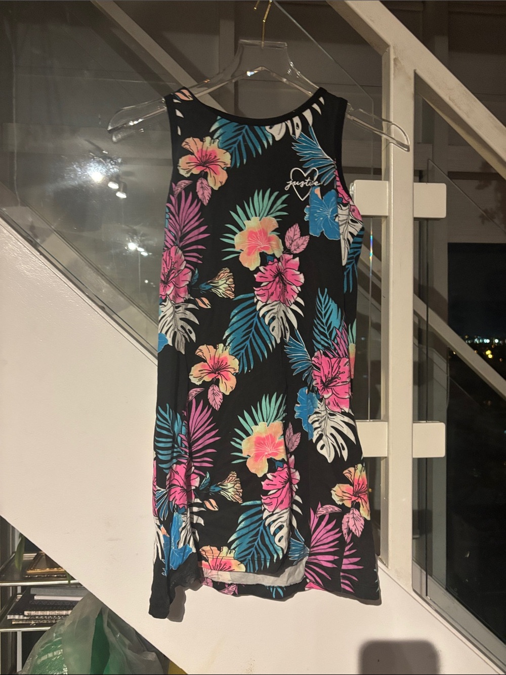 Tropical Floral Black Tank Top